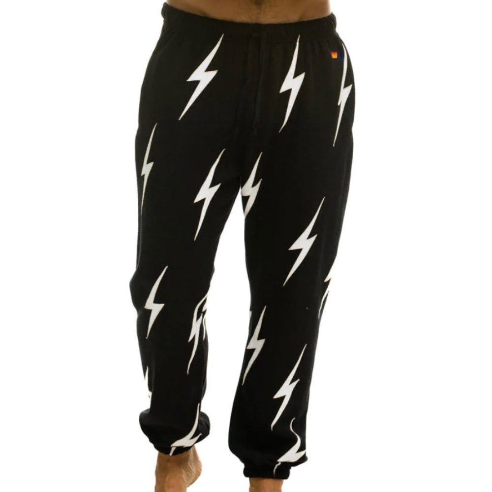 Aviator Nation MEN’s BOLT STITCH REPEAT SWEATPANTS - BLACK // WHITE